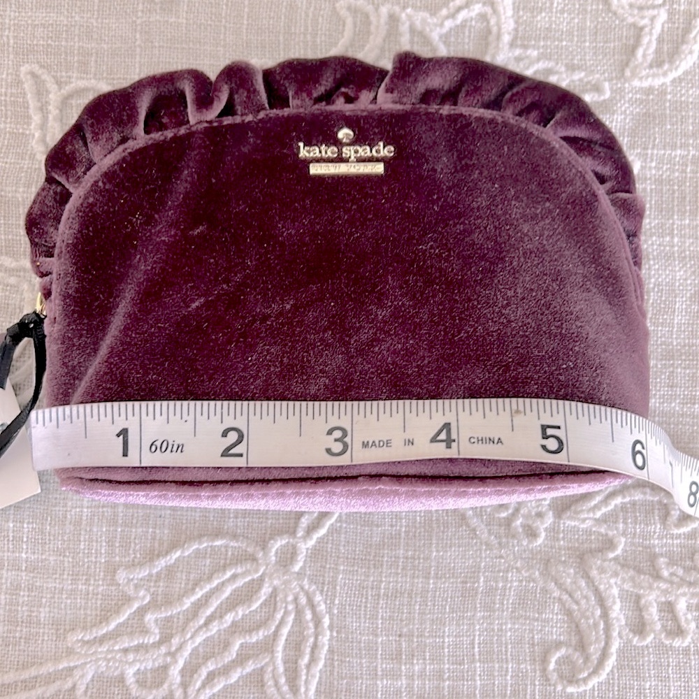 Kate Spade NWT Plum Velvet Mini Marcy Dawn Clutch Bag with Ruffle Detail - Picture 10 of 12